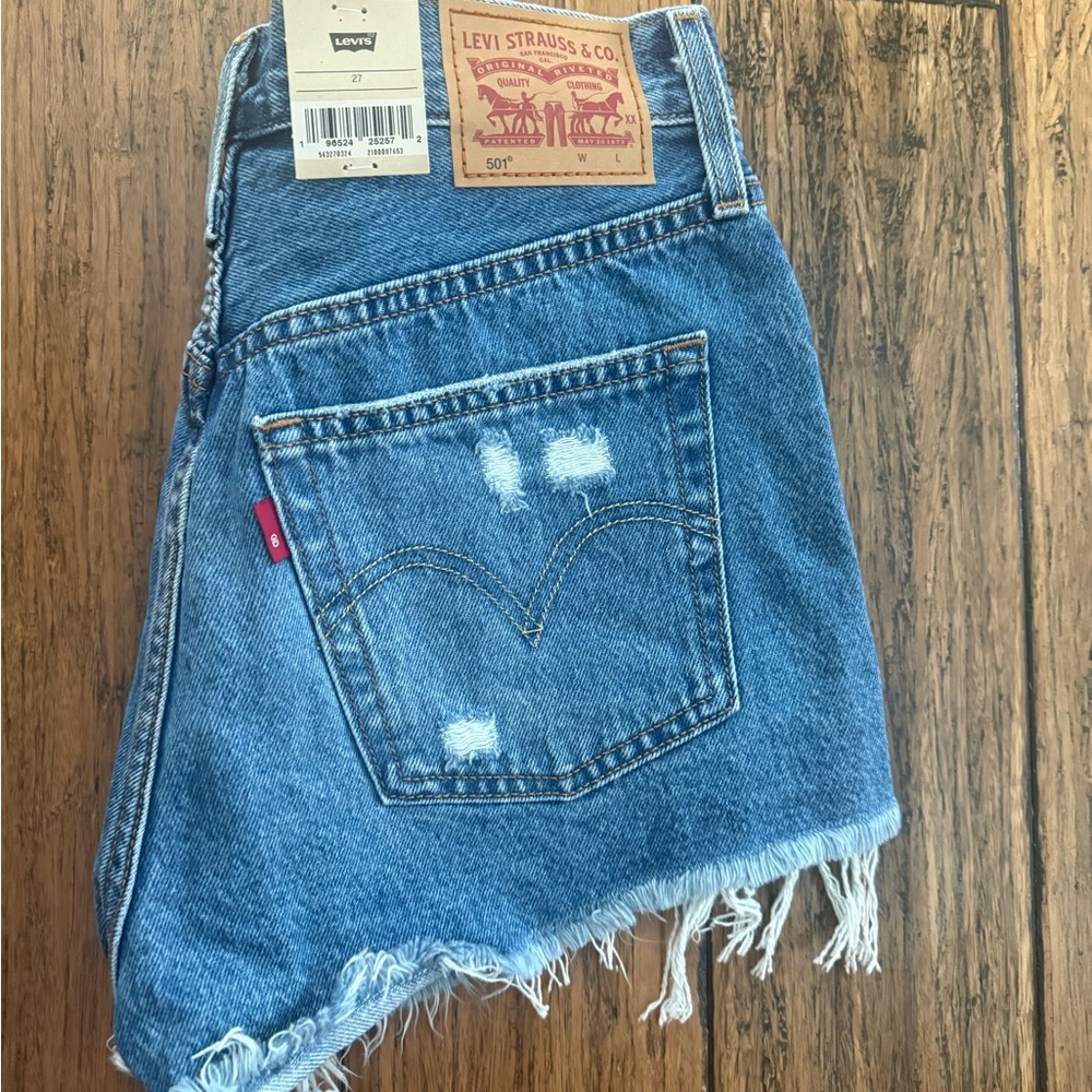 Levi's Distressed Blue Denim Shorts